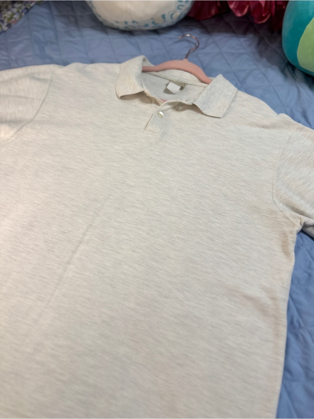L.L. Bean Men's Light Beige Polo Shirt - Classic Short Sleeve- Size M